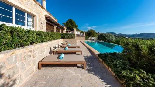 Traditional stone facade finca with stunning harbour and sea views in Port Andratx