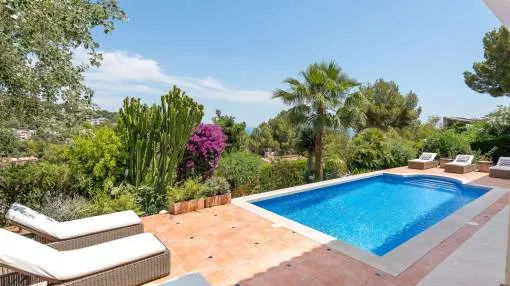 Elegant sea view villa with pool and garden above Puerto Portals