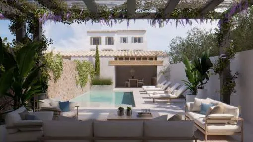 New townhouse under construction with private swimming pool in Santanyi