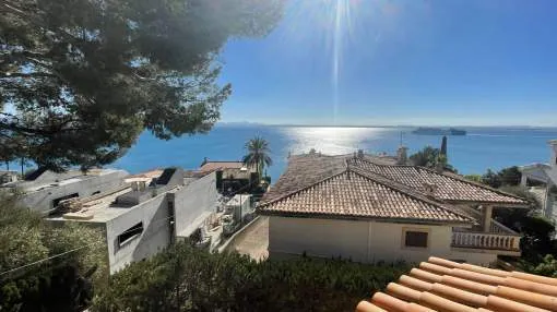 Fantastic semi detached villa with stunning views accross Alcudia bay and direct access to the sea