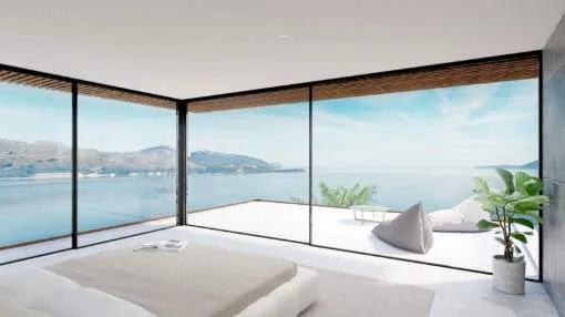 Project of 4 modern and luxurious villas on the seafront, in the wonderful bay of Puerto Pollensa