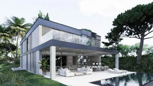 New construction villa in modern design at the Royal Golf Course of Bendinat