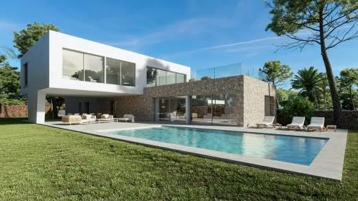 Exclusive new project -Modern Villa in the Bauhaus style with sea view in Sol de Mallorca