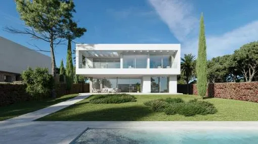 Exclusive new project -Modern Villa in the Bauhaus style with sea view in Sol de Mallorca