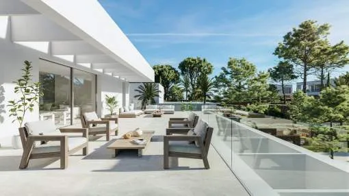 Exclusive new project -Modern Villa in the Bauhaus style with sea view in Sol de Mallorca