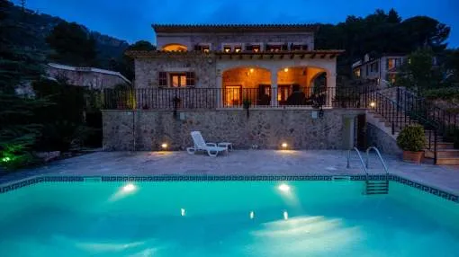 Mallorquin stone villa enjoying spectacular views and easy walking distance to the village center of Valldemossa