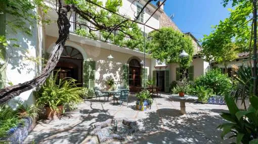 Unique manor house with large patio and garage only a few steps away from the main square of Sóller.
