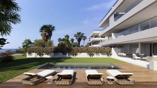 New ground floor apartment front line to the sea and private pool in Puerto Pollensa
