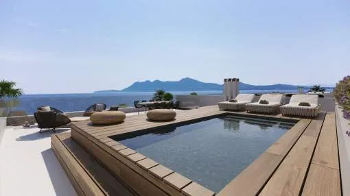 New penthouse apartment front line to the sea and private pool in Puerto Pollensa
