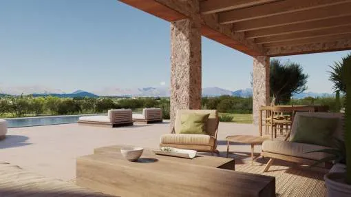 Luxury country estate under construction with Mediterranean garden in Alcudia
