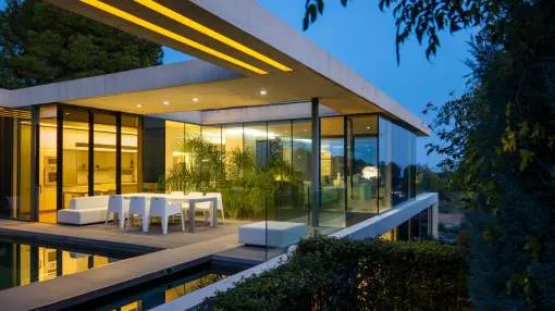 Attractive contemporary Bauhaus style villa with brilliant sea views