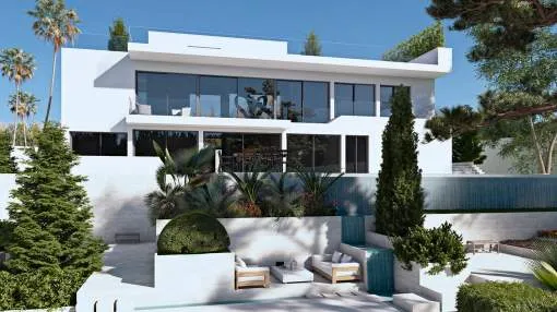 New villa in Son Vida enjoying partial sea views to the Bay of Palma