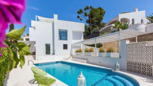 Luxurious designer villa in tranquil neighbourhood with panoramic sea views