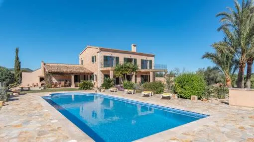 Mediterranean natural stone finca with stunning sea views and pool