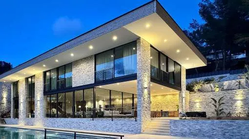 Modern architectural art with Mediterranean flair and panoramic views Modern architectural art with Mediterranean flair and panoramic views