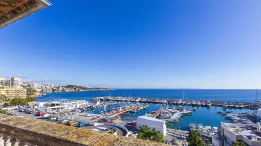 Mediterranean terraced house with sea and harbor views near Palma