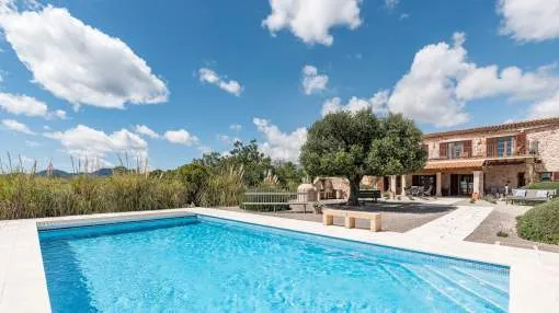 Luxurious natural stone finca with sea views, large garden and vacation rental license